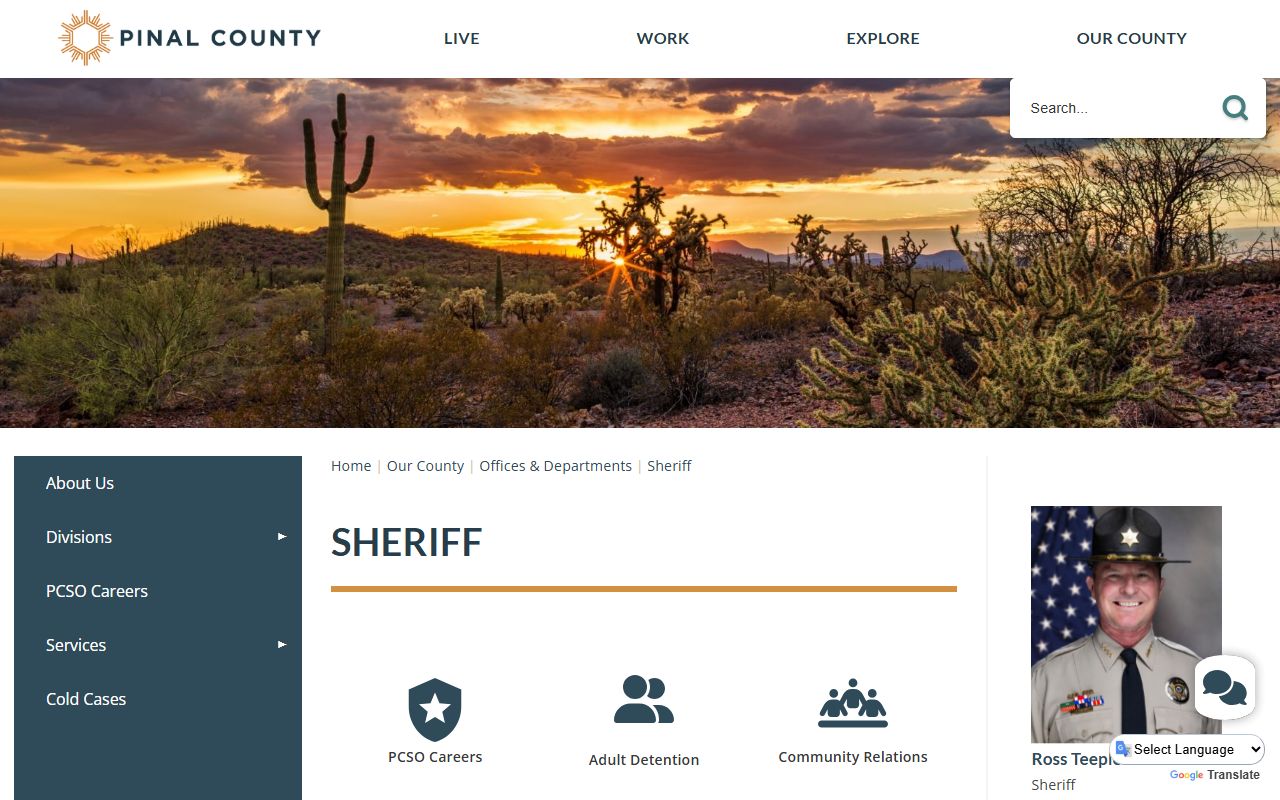 Pinal County Sheriff office page