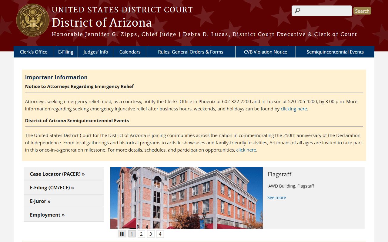 U.S. District Court District of Arizona federal court records for Pinal County