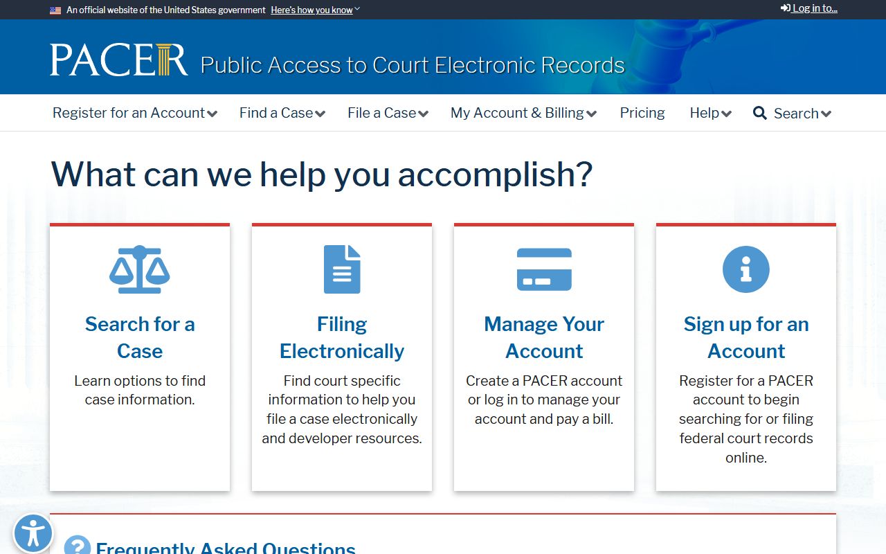 PACER federal court records search for Pinal County federal cases