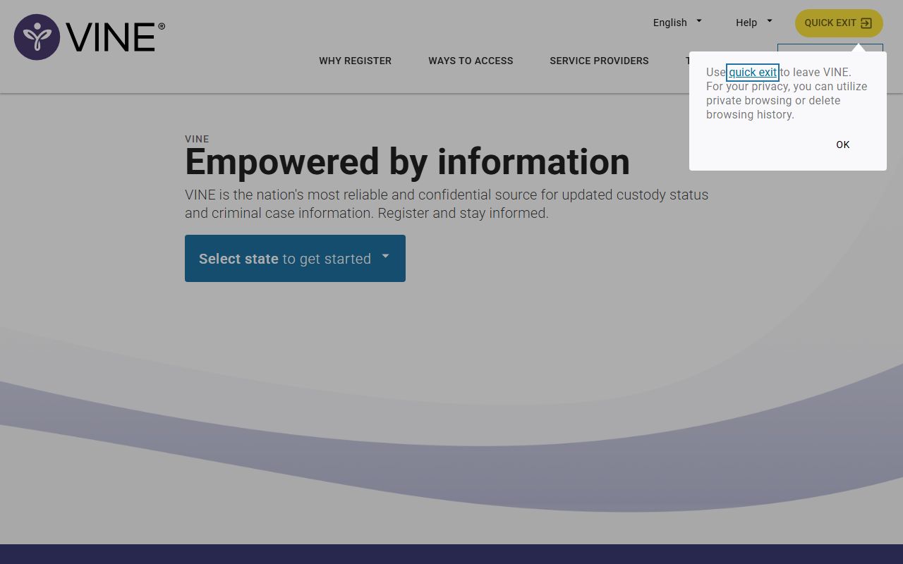Pinal County released inmates VINELink notification homepage